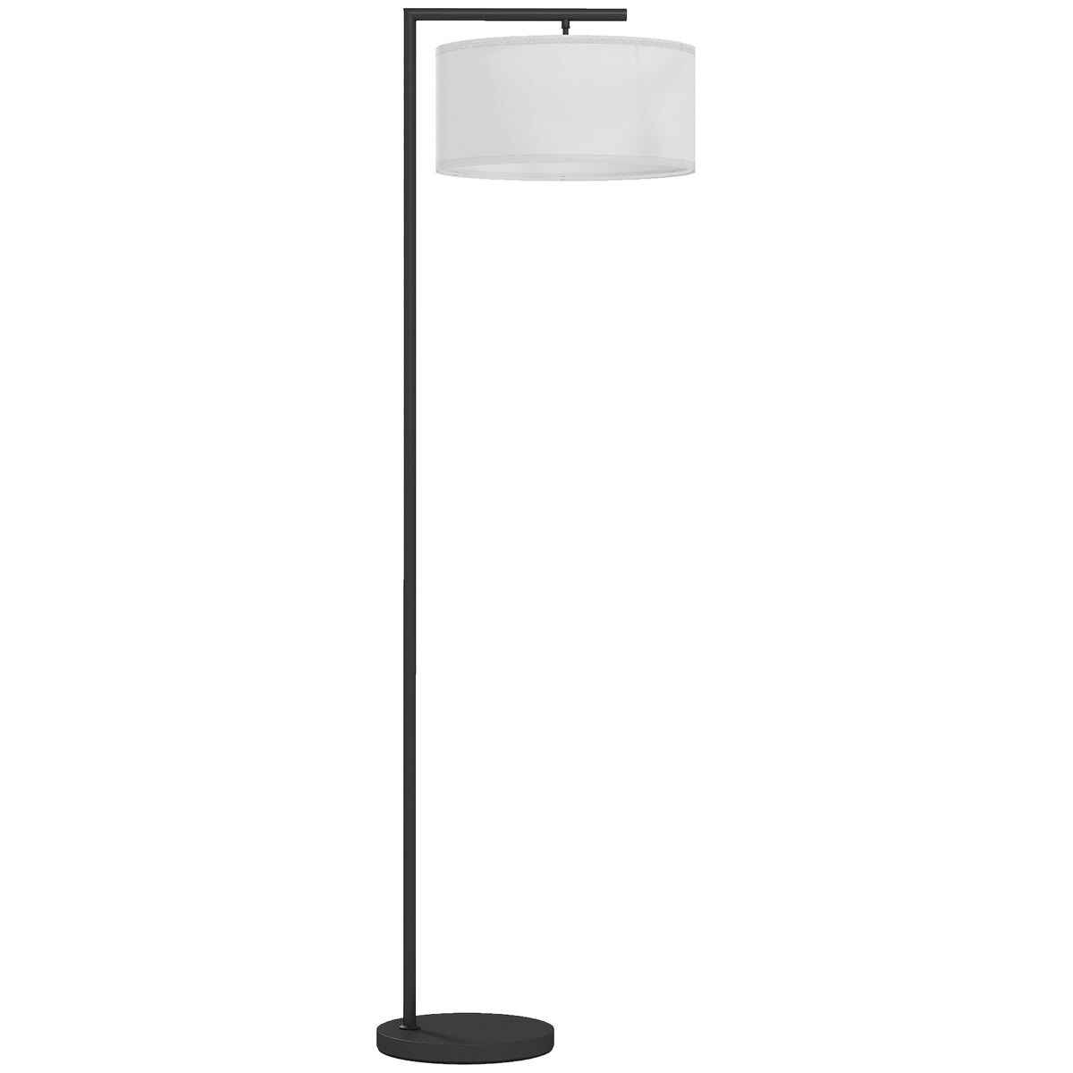 Lampadaire / lampe à pied abat-jour en tissu de lin 47 x 37 x 153 cm noir et blanc