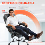 Fauteuil de bureau massant et chauffant, 65x70x111-119cm, gris