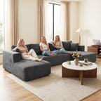Canapé Modulaire en U 4 Places, 2 Méridiennes, 6 Coussins, 369 x 152 x 78 cm, Gris