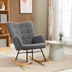 Fauteuil à bascule, effet laine, structure en acier 71 x 98 x 101 cm Gris foncé