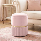 Pouf tabouret repose-pied coffre de rangement en velours 36 x 36 x 44 cm rose