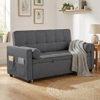 Canapé convertible 2 places, canapé-lit, 2 coussins 80,5x137,5x84cm gris