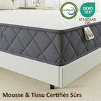 Matelas 140x190cm, 2 personnes, mousse à mémoire de forme, 20cm d'épaisseur