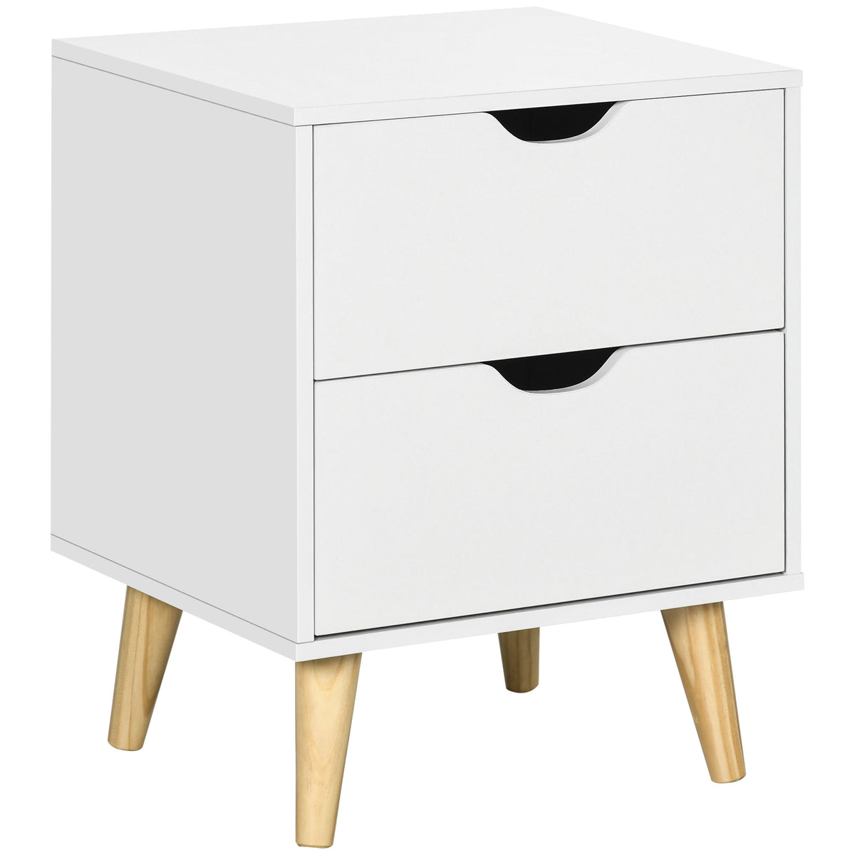 Table de chevet avec 2 tiroirs, style scandinave, 40 x 35 x 50,5 cm, blanc