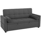 Canapé convertible 2 places, canapé-lit, 2 coussins 80,5x137,5x84cm gris