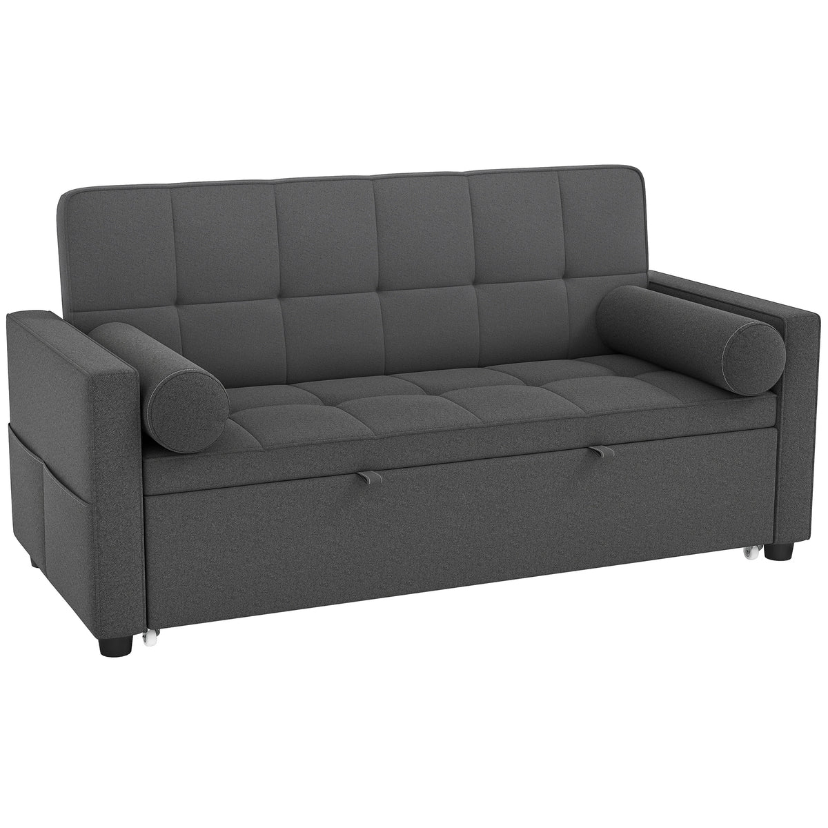 Canapé convertible 2 places, canapé-lit, 2 coussins 80,5x137,5x84cm gris