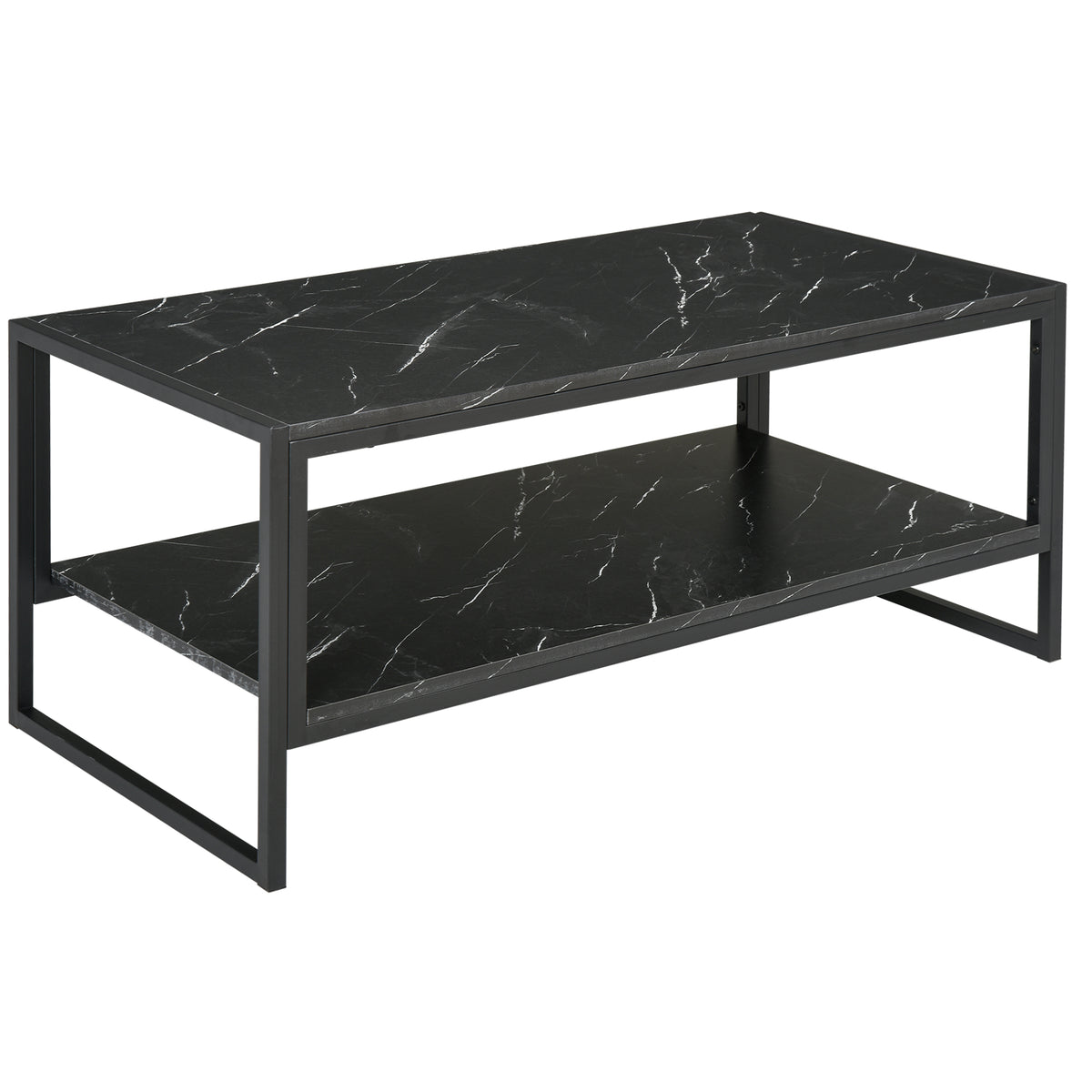 Table Basse avec 2 Étagères 106 x 50 x 47 cm Noir