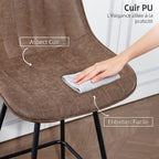 Lot de 2 tabourets de bar, repose-pieds, marron