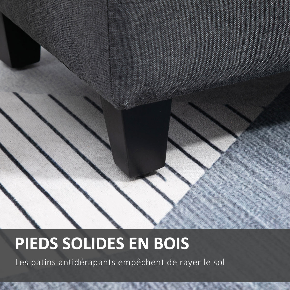 Banc de rangement, pouf 100 x 40 x 44 cm, gris foncé