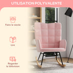 Fauteuil à bascule, structure en acier 71 x 98 x 101 cm rose