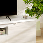 Meuble TV 160 cm, jusqu'à 65 pouces avec 2 portes et tiroir, blanc