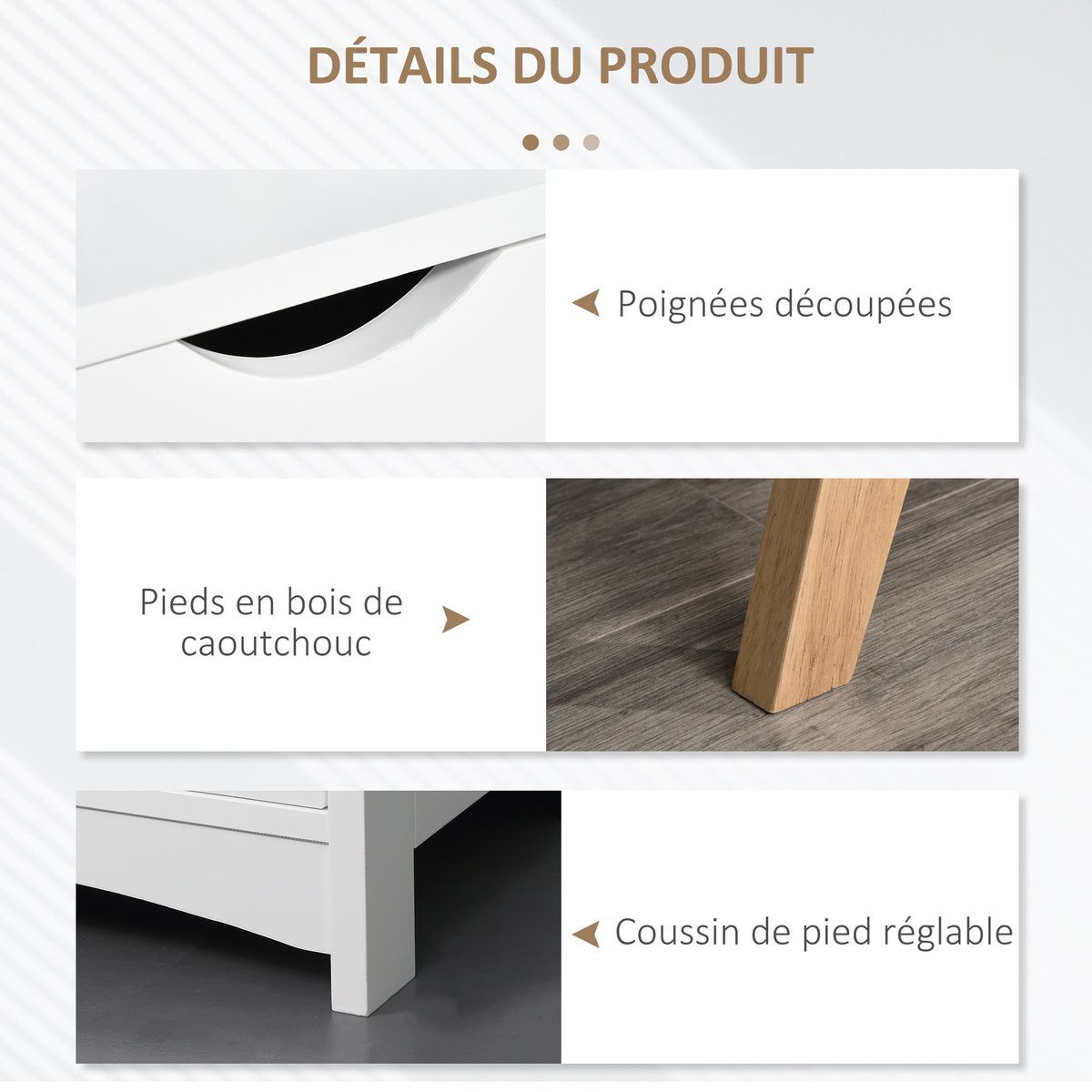 Meuble TV, sur Pied, 2 Portes 2 niches en Bois Blanc 150L x 39l x 50H cm