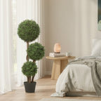 Plante Artificielle 100 cm, 3 Boules de Buis, Pot, Vert