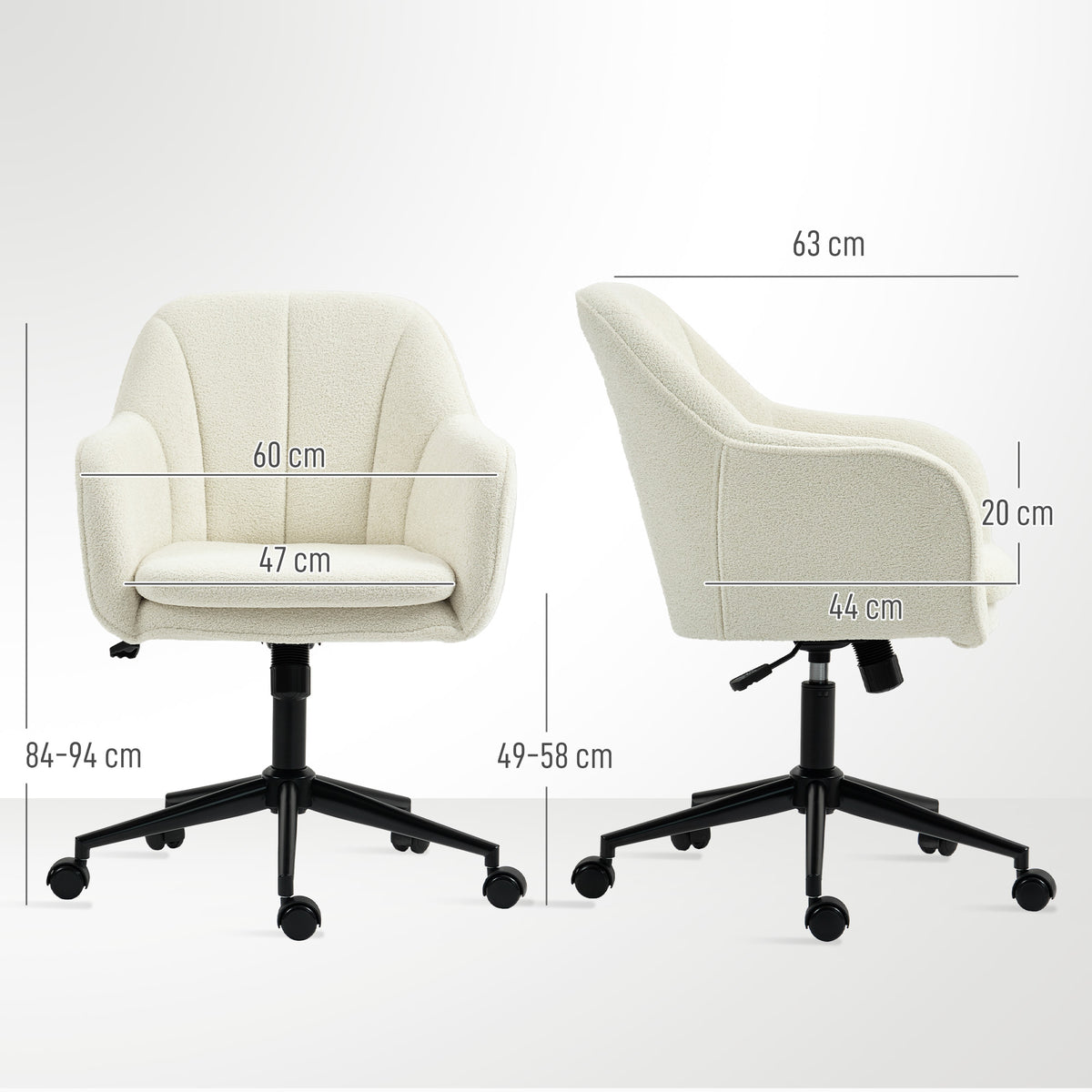 Chaise de bureau, ergonomique, pivotante, fonction de bascule, beige