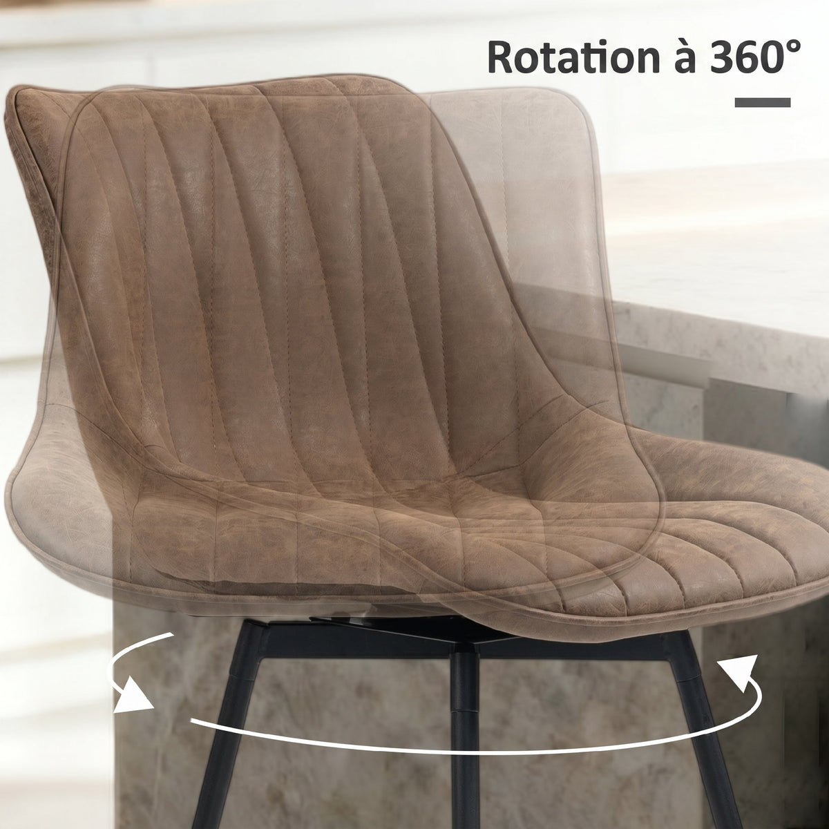 Lot de 2 tabourets de bar, repose-pieds, marron