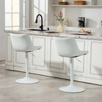 Lot de 2 tabourets de bar, repose-pieds blanc