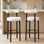 Lot de 2 tabourets de bar, dossier incurvé, repose-pieds, 50x52,5x98cm, blanc