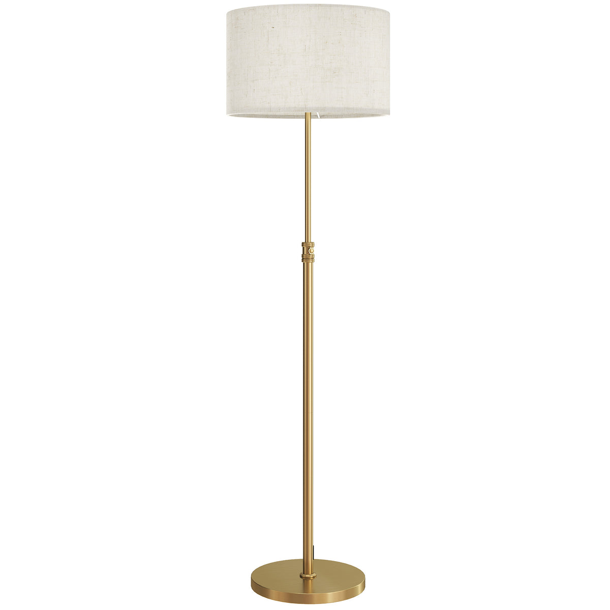 Lampadaire / lampe sur pied, abat-jour en lin, hauteur réglable 133-168cm, doré