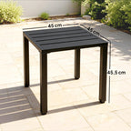 Table de jardin carrée, cadre en métal,noir