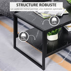 Table Basse avec 2 Étagères 106 x 50 x 47 cm Noir