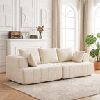 Canapé 3 places 248 cm, coussins à ressorts, beige