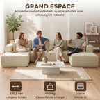 Canapé Modulaire en U Compressé 337 cm, 4 places en Velours Côtelé, Crème