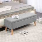 Banc/ coffre rangement rembourré aspect lin, charge 220 Kg, 110 x 39 x 45 cm, gris