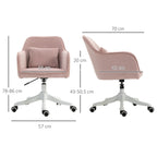 Chaise de bureau velours, massante, rose poudré