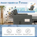 Canapé convertible 2 places, canapé-lit, 2 coussins 80,5x137,5x84cm gris