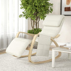 Fauteuil à bascule avec repose-pieds réglable, poche latérale, blanc crème