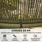 Salon de Jardin Extérieur 4 Places, canapé 2 Places, 2 Fauteuils et Table Basse Verre Trempé Crème