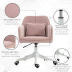 Chaise de bureau velours, massante, rose poudré