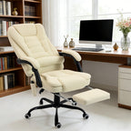 Fauteuil de bureau massant, dossier inclinable et télécommande filaire, beige