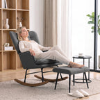 Fauteuil à bascule avec repose-pieds, coussin inclus, 64 x 89 x 90 cm, gris