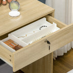coiffeuse table de maquillage, tabouret rembourré, grand miroir, plusieurs étagères ouvertes, 4 tiroirs bois naturel