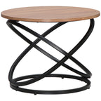 Table basse ronde en métal noir et plateau en bois - dim. Ø 60 x 46H cm