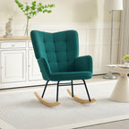 Fauteuil à bascule, en velours structure en acier 71 x 98 x 101 cm Vert