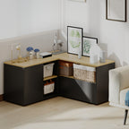 Meuble TV d'angle, 40 pouces avec 2 placards et 3 niches 90 x 90 x 45 cm, en chêne et noir