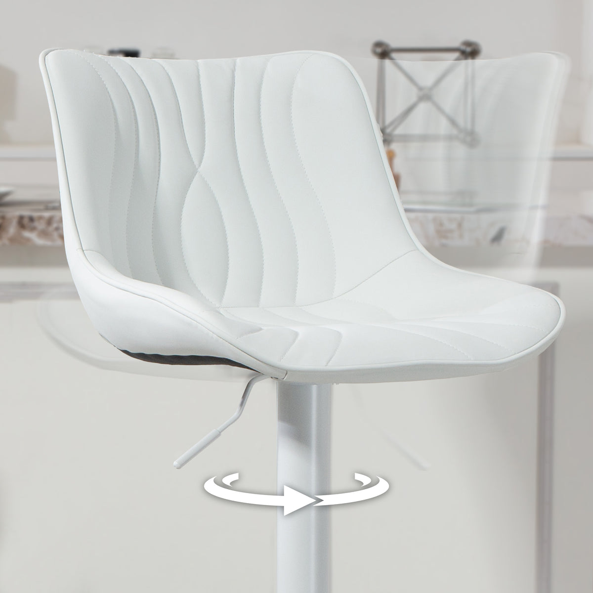 Lot de 2 tabourets de bar, repose-pieds blanc