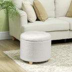 Pouf coffre rangement, repose-pieds, charge 120 Kg, Ø 45 x 41 cm, blanc