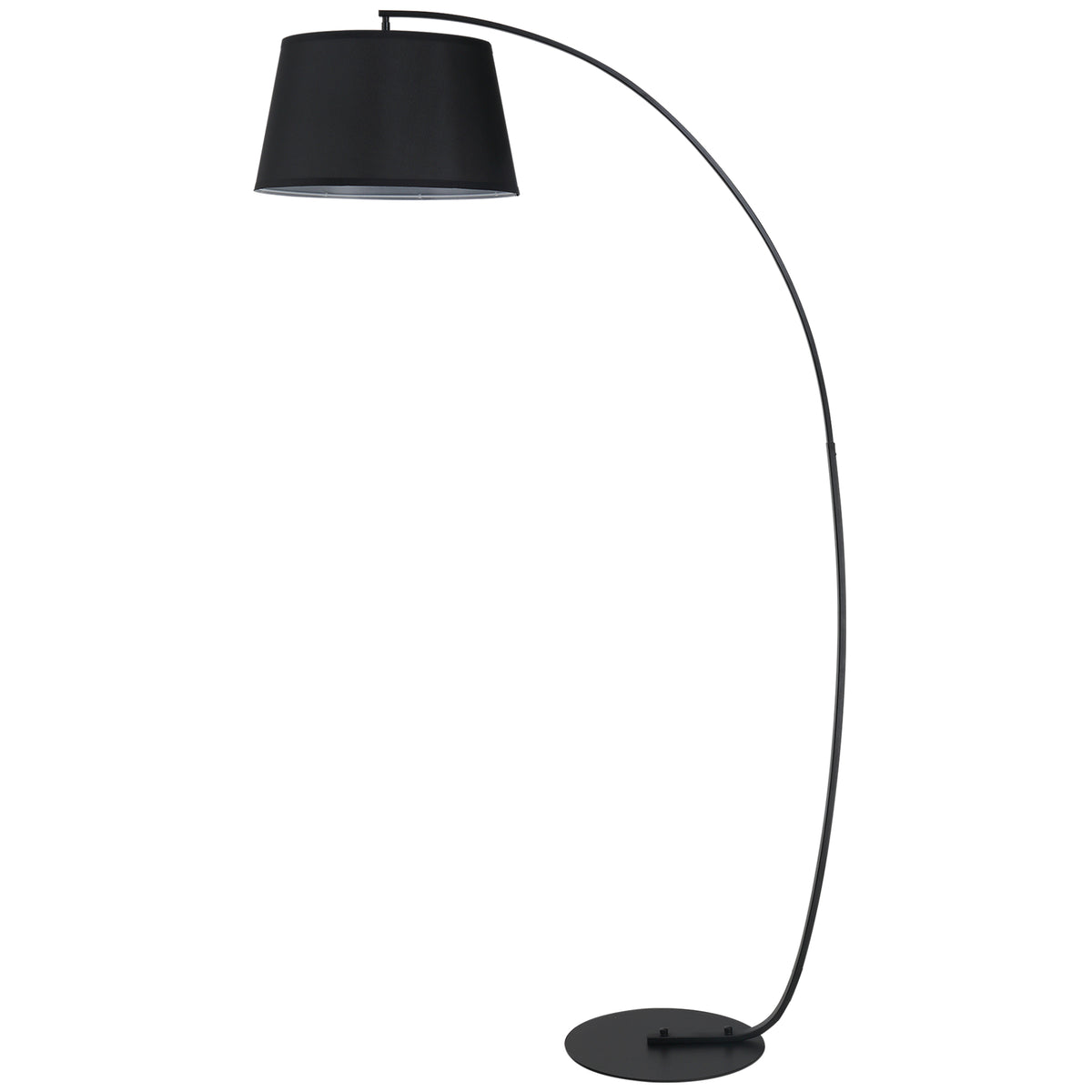 Lampadaire / lampe, Arc Salon Courbée - Arceau Moderne en Métal - Métal et Lin, Noir