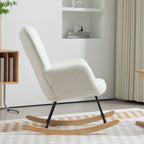Fauteuil à bascule, effet laine, structure en acier 71 x 98 x 101 cm blanc