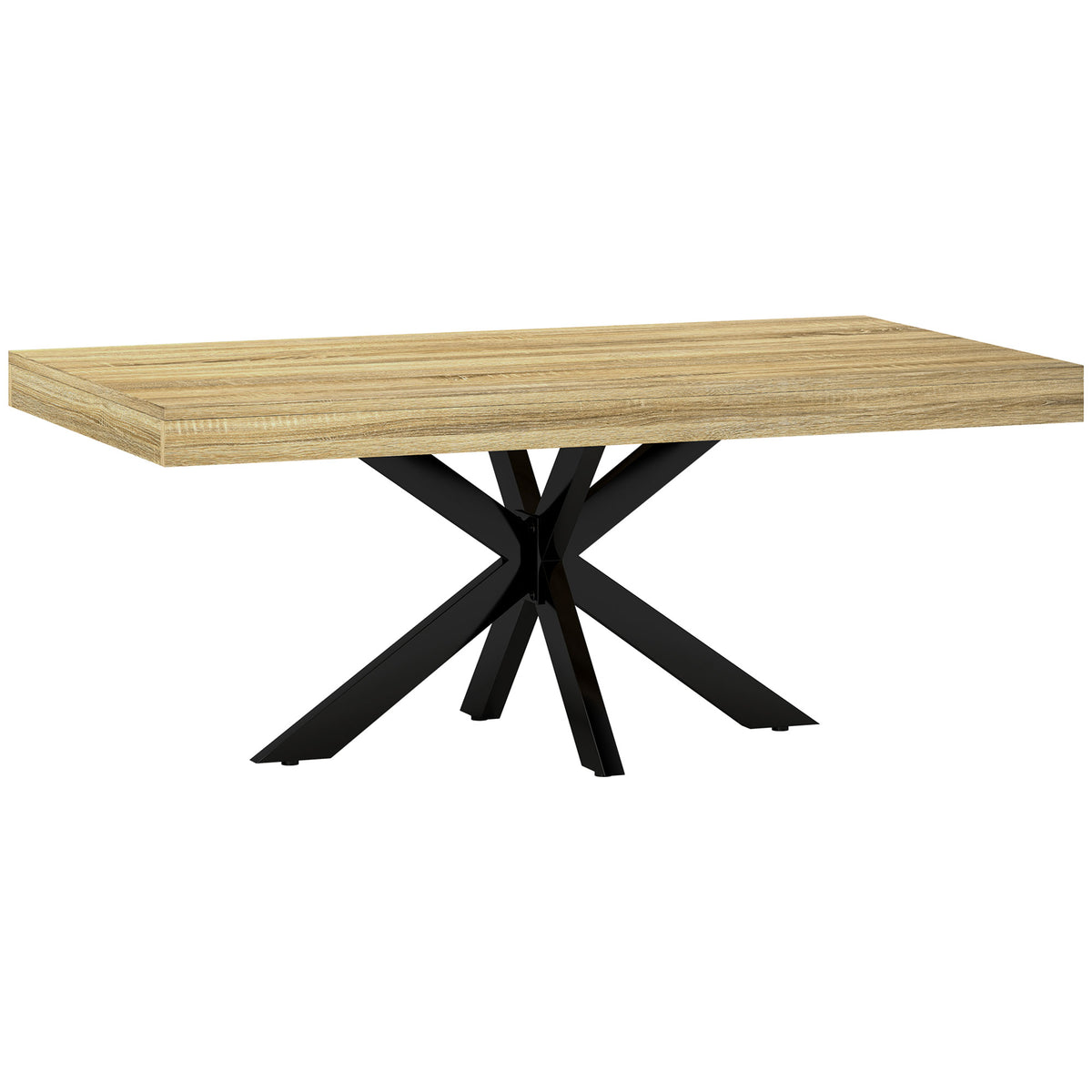 Table Basse rectangulaire en métal Noir et Plateau aspect Bois - dim. 110 x 60 x 45cm