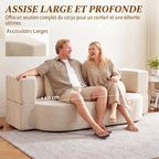 Canapé Convertible 2 Places, Canapé-Lit 190cm, Beige
