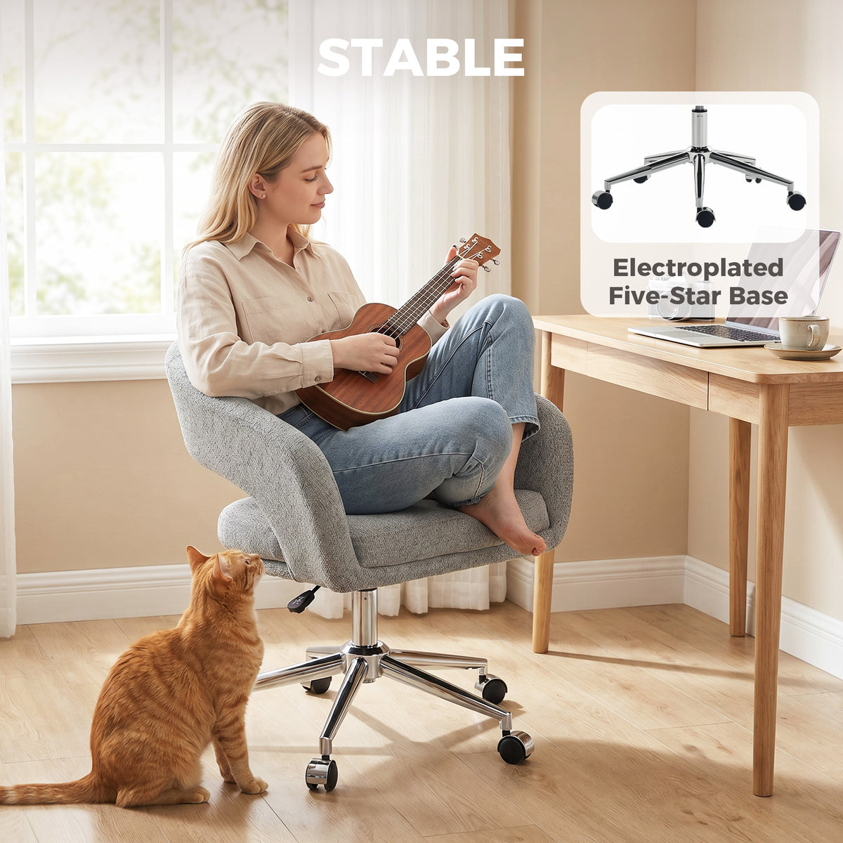 Chaise Bureau Ergonomique, Dossier Incurvé, Gris