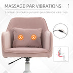 Chaise de bureau velours, massante, rose poudré