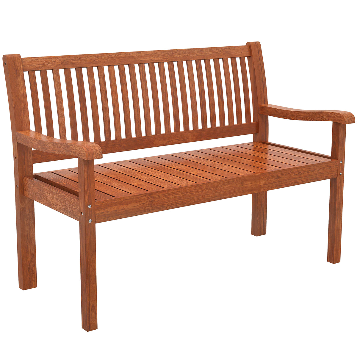 Banc de Jardin 2 Places avec Housse Imperméable et Dossier Ergonomique, Bois Marron Clair