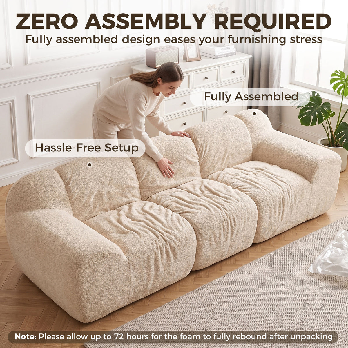 Canapé 3 Places 233 cm, Beige