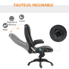 Fauteuil de bureau massant et chauffant électrique, noir