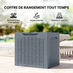 Coffre de Rangement Extérieur 97L avec Poignées Encastrées, 56x41x50cm, Gris Clair
